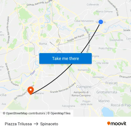 Trilussa Square to Spinaceto map