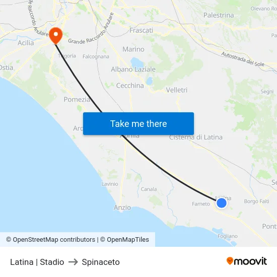 Latina | Stadio to Spinaceto map