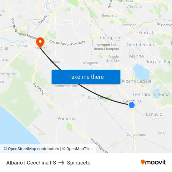 Albano | Cecchina FS to Spinaceto map