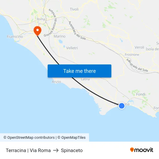 Terracina | Via Roma to Spinaceto map