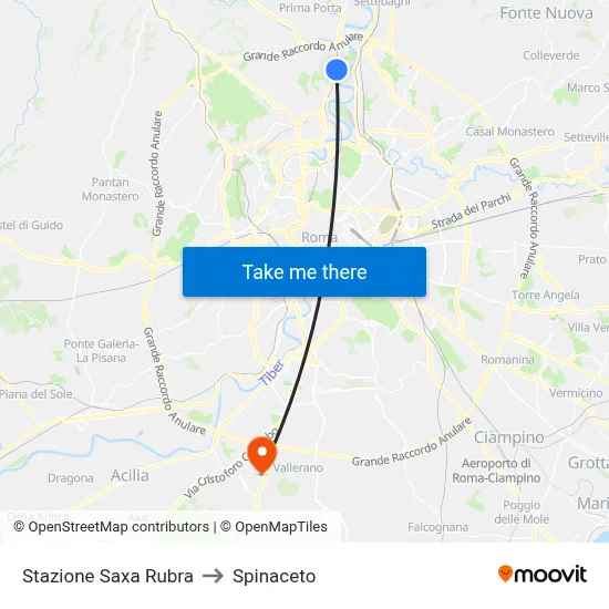 Saxa Rubra Station to Spinaceto map