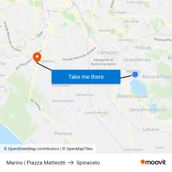 Marino Matteotti Square to Spinaceto map