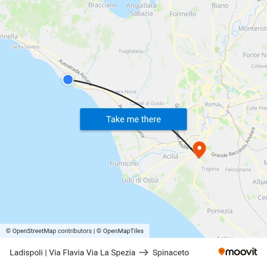 Ladispoli | Flavia Street La Spezia Street to Spinaceto map