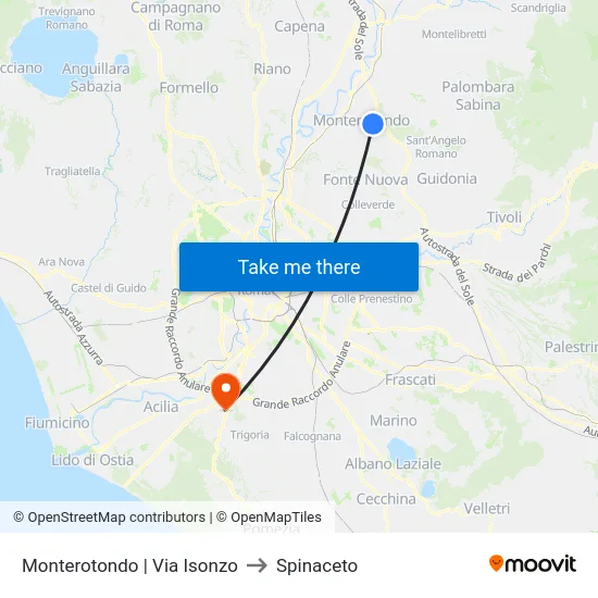 Monterotondo | Via Isonzo to Spinaceto map