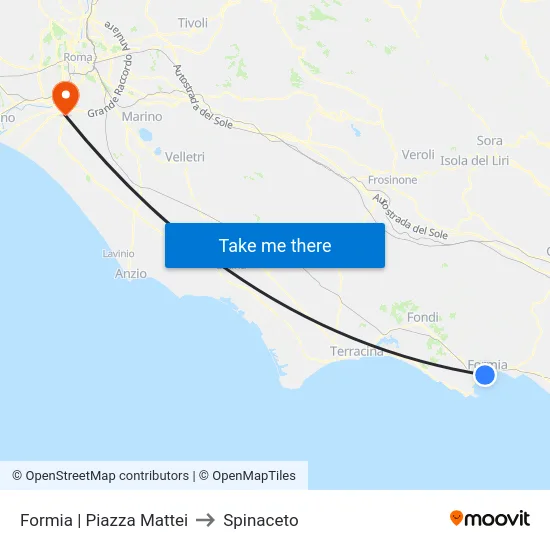 Formia | Piazza Mattei to Spinaceto map