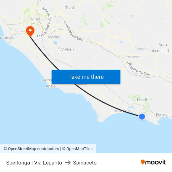 Sperlonga | Via Lepanto to Spinaceto map