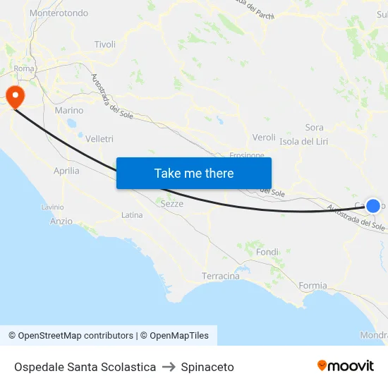Santa Scolastica Hospital to Spinaceto map
