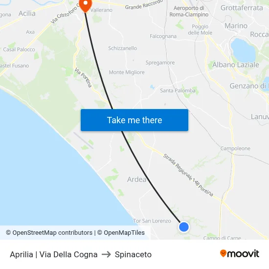 Aprilia | Della Cogna Street to Spinaceto map