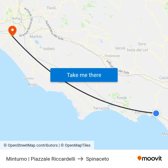 Minturno | Riccardelli Square to Spinaceto map