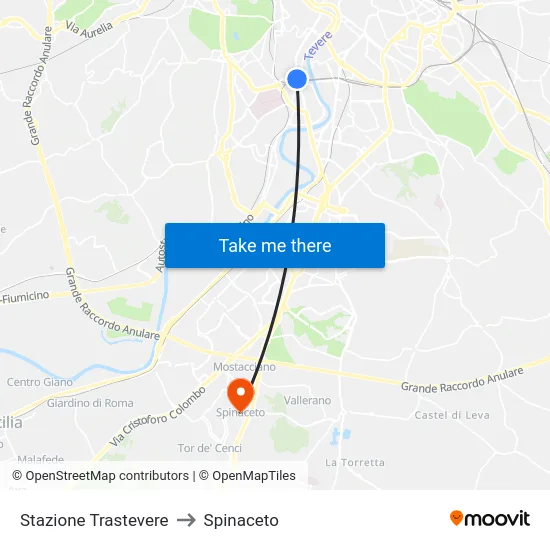 Stazione Trastevere to Spinaceto map