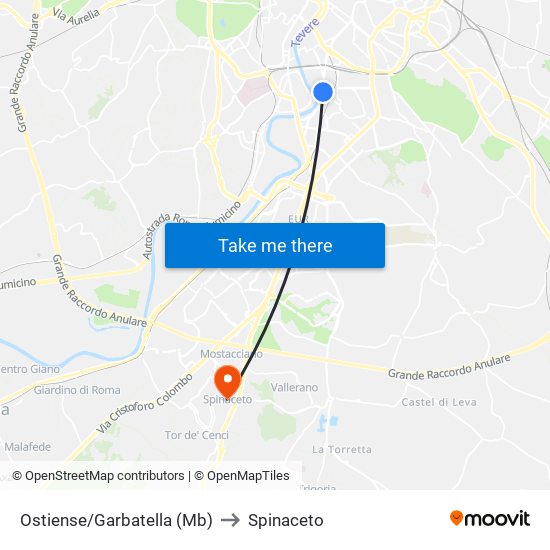 Ostiense/Garbatella (Mb) to Spinaceto map