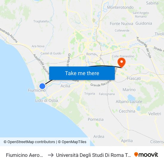 Fiumicino Aeroporto | Via Santoro to Università Degli Studi Di Roma Tor Vergata - Facoltà Di Economia map