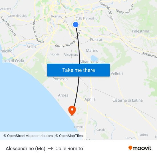 Alessandrino (Mc) to Colle Romito map