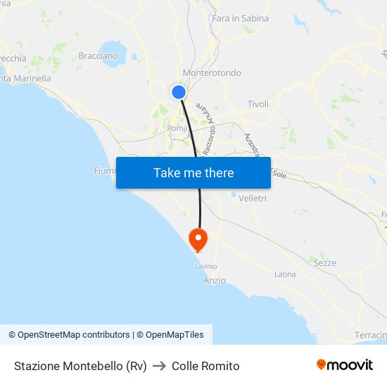 Stazione Montebello (Rv) to Colle Romito map