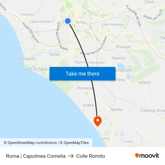 Rome | Cornelia Terminal to Colle Romito map