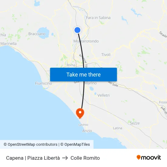 Capena | Liberty Square to Colle Romito map