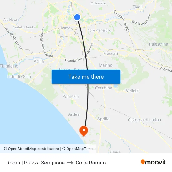 Rome | Sempione Square to Colle Romito map