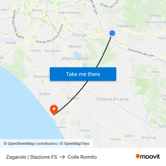 Zagarolo | Railway Station to Colle Romito map