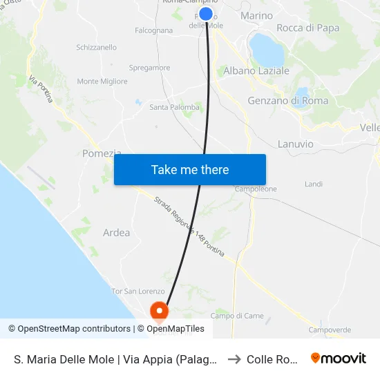 Santa Maria Delle Mole | Appia Road (Ice Palace) to Colle Romito map