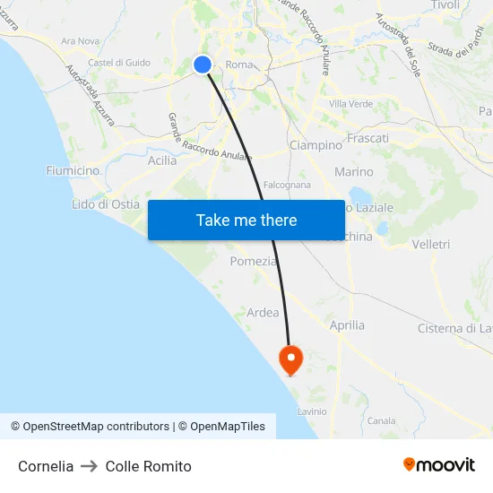 Cornelia to Colle Romito map
