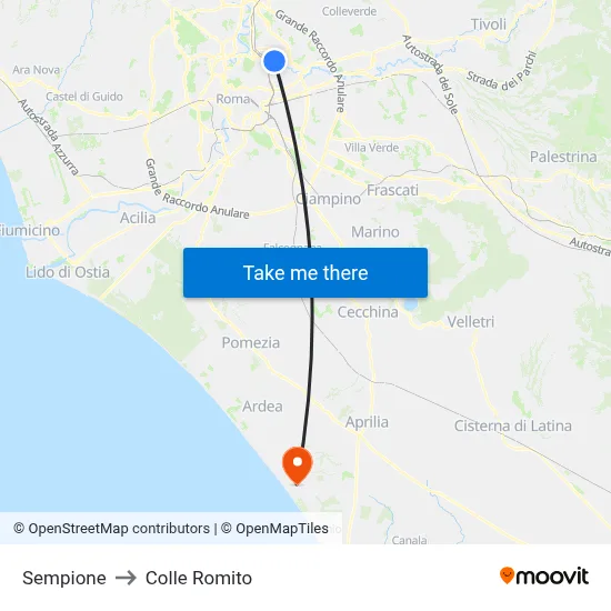 Sempione to Colle Romito map