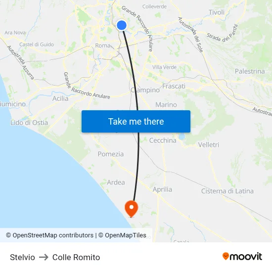 Stelvio to Colle Romito map
