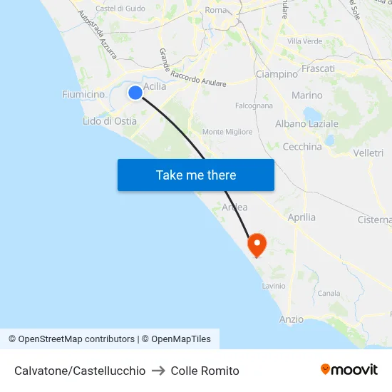 Calvatone/Castellucchio to Colle Romito map