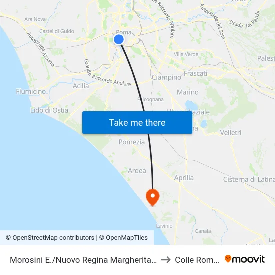 Morosini E./New Regina Margherita (Hospital) to Colle Romito map