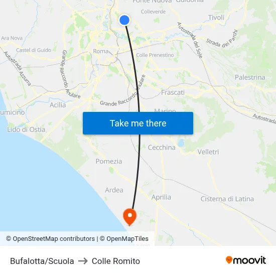 Bufalotta/School to Colle Romito map