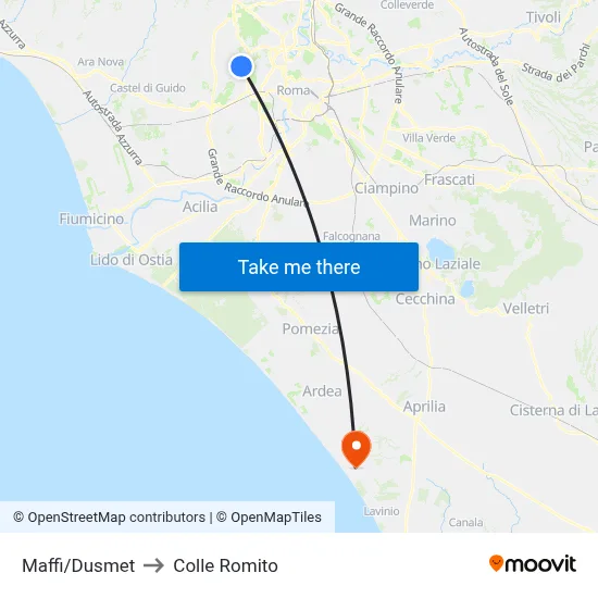 Maffi/Dusmet to Colle Romito map