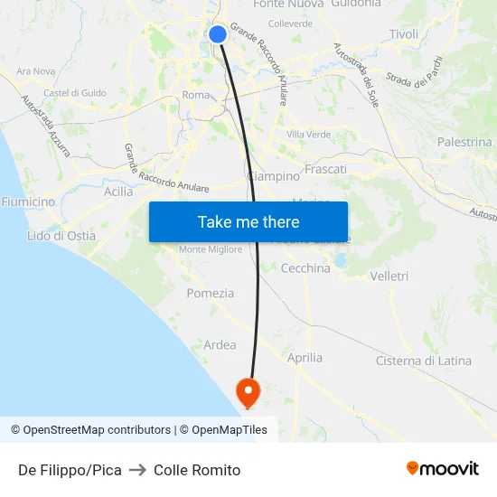 De Filippo/Pica to Colle Romito map
