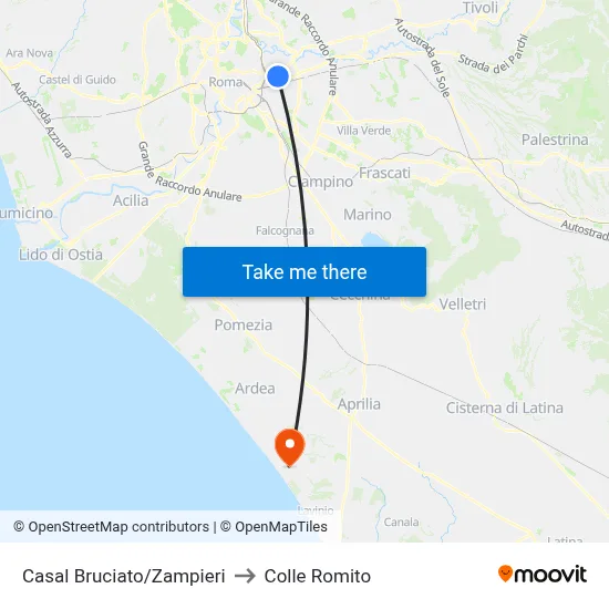Casal Bruciato/Zampieri to Colle Romito map