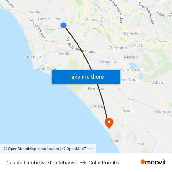 Casale Lumbroso/Fontebasso to Colle Romito map