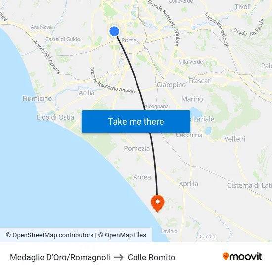 Medaglie D'Oro/Romagnoli to Colle Romito map