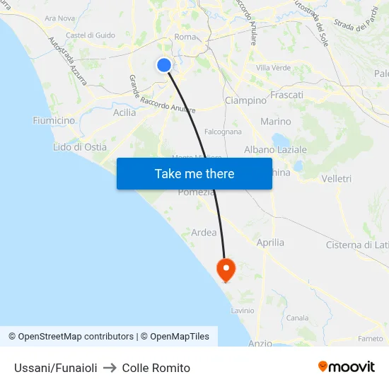 Ussani/Funaioli to Colle Romito map