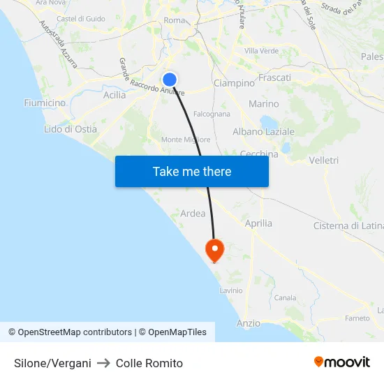 Silone/Vergani to Colle Romito map