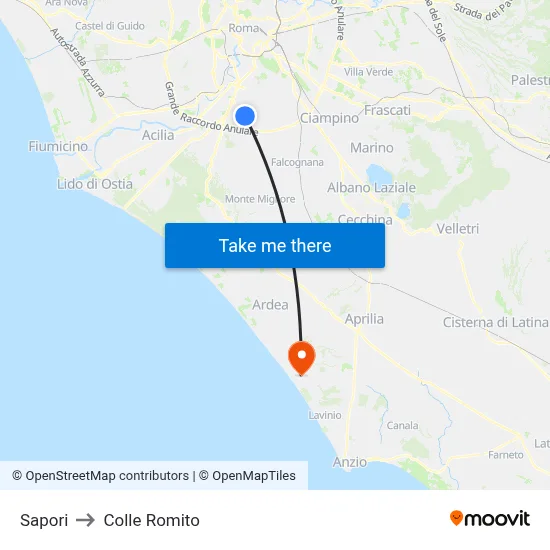 Flavors to Colle Romito map