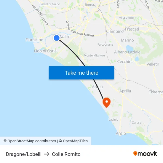 Dragone/Lobelli to Colle Romito map