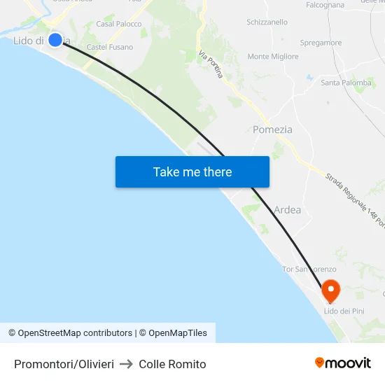 Promontori/Olivieri to Colle Romito map