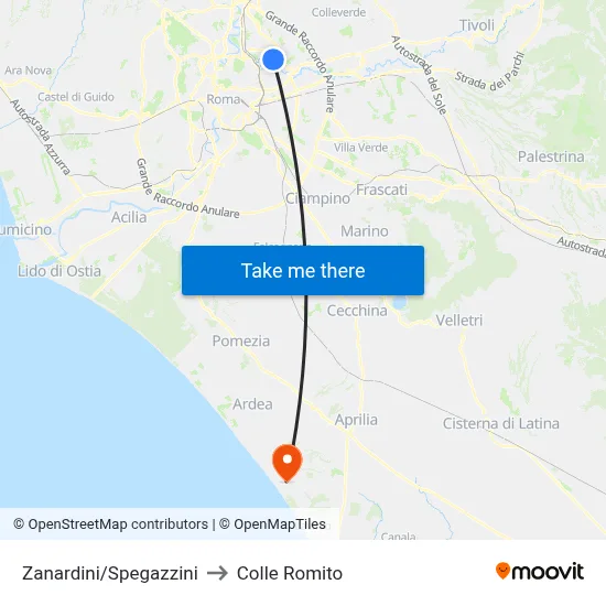 Zanardini/Spegazzini to Colle Romito map