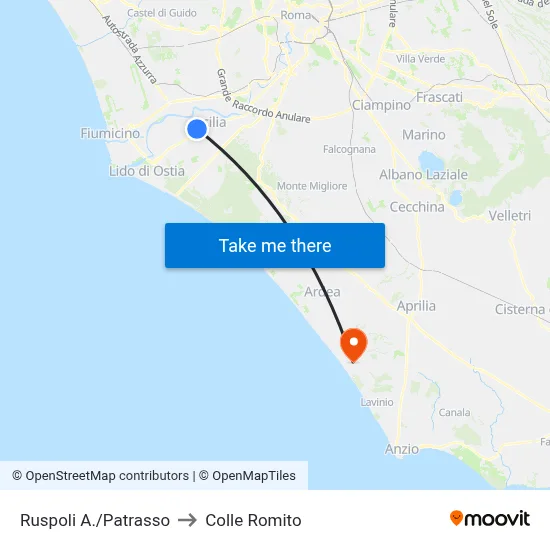 Ruspoli A./Patrasso to Colle Romito map