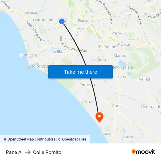Pane A. to Colle Romito map