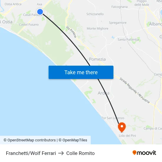 Franchetti/Wolf Ferrari to Colle Romito map