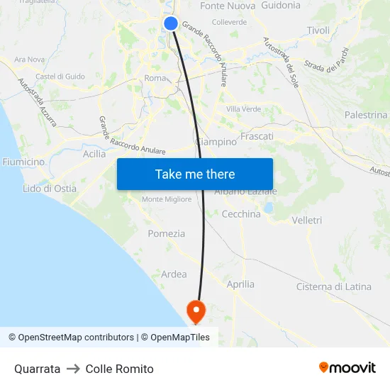 Quarrata to Colle Romito map