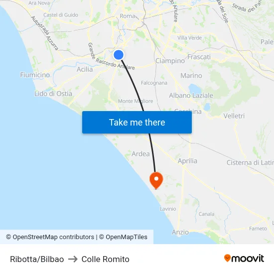 Ribotta/Bilbao to Colle Romito map
