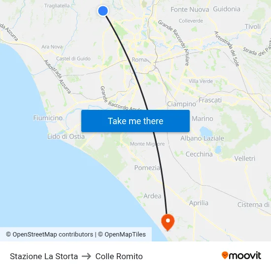 La Storta Station to Colle Romito map