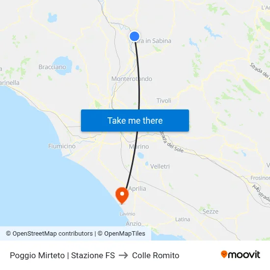 Poggio Mirteto | Railway Station to Colle Romito map