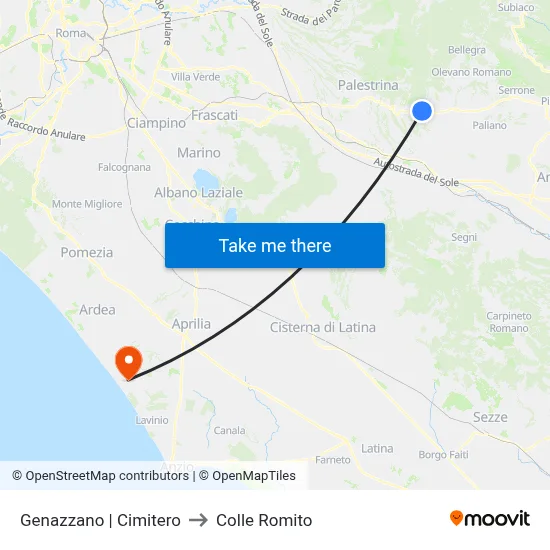 Genazzano | Cemetery to Colle Romito map