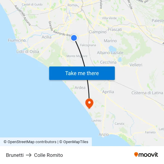 Brunetti to Colle Romito map