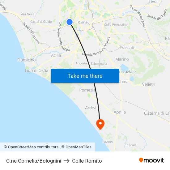 C.ne Cornelia/Bolognini to Colle Romito map